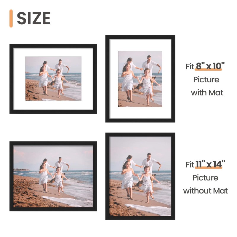 Upsimples 11X14 Picture Frame Set Of 5, Display Pictures 8X10