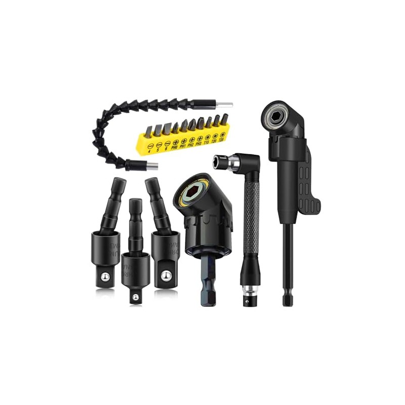 17-Piece Flexible Drill Bit Extension Set, 30 cm Bendable Extension,