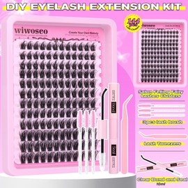 wiwoseo Wispy Lash Clusters Kit Natural Cluster Eyelash Extensions Kit Manga Eyelash Clusters Spikes Lashes Clusters Kit with Eyelash Glue Lash Bond and Seal Fairy Lash Extension Kit (8-16MM)