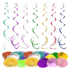 Ceiling Hangers, Pack of 36 Spiral Garlands, Wedding Hanging Banners, Wedding Decoration, Party Decoration, Garland, Turquoise for Wedding, Party, Birthday, Valentine's Day, Welcome Home (Colourful)