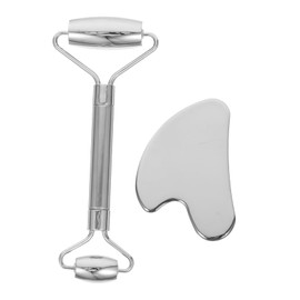 Healeved Professional Massage Stainless Steel Roller Gua Sha Board Handheld Skin Massager for Face Neck Muscle Relief