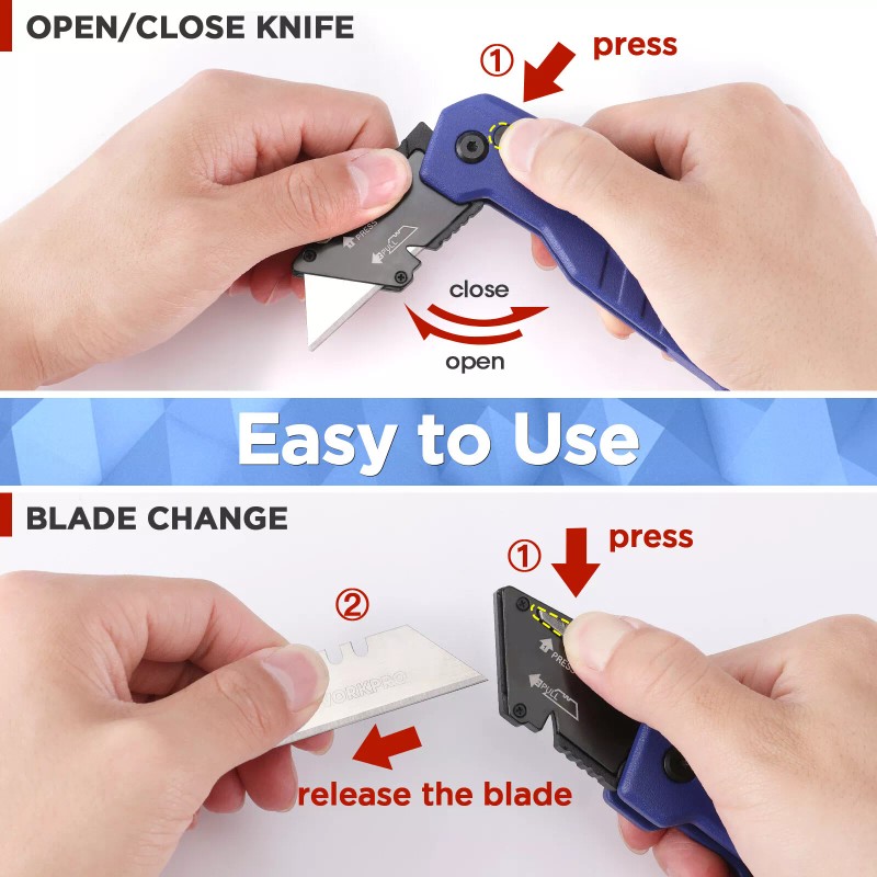 WORKPRO Folding Utility Knife Quick Change Box Cutter Razor Knife