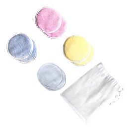 Mikinona 8Pcs Reusable Makeup Remover Pads Three Layer Facial Cotton Cleansing Mats with Storage Bag for Gentle Makeup Removal and Skin Cleansing