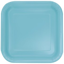 Unique 46861 Square Paper Plates-18 cm-Teal Colour-Pack of 16