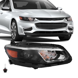 TUSDAR Fits For 2016-2018 Chevy Malibu Halogen Headlights Replacement Headlight Assembly Factory Headlamp RH Right Passenger Side Bulbs Included