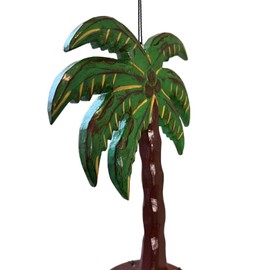 Coconut/Palm Tree Windchime – Large Rustic Tropical Bamboo & Wood with Unique Spiral Finished Chimes – Relaxing Calming Deep Tones
