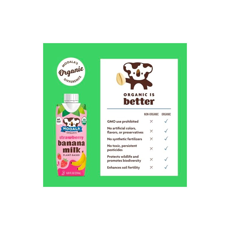Mooala Strawberry Bananamilk Organic Shelf Stable 237 mL Case 12
