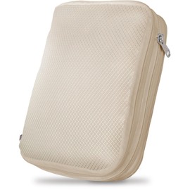 ICHIFUJI Travel Compression Bag, Travel Pouch, Compression Bag, Storage Pouch, Zipper, Business Trip, Travel, Convenient Goods, Compression to Save About 50% of Clothing Space (M, Beige)