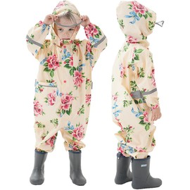Sayyea Toddler Rain Suit Baby Rain Suit Kids Rain Suits with Hood Waterproof Coverall One Piece Rain Suit for Kids(1-9 Years)