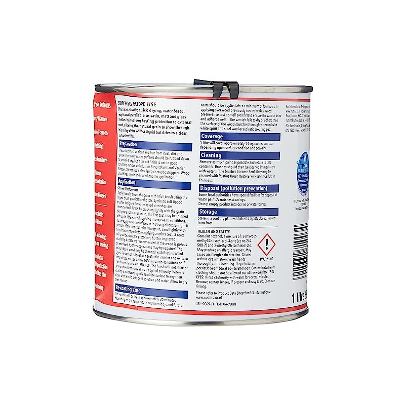 Rustins EAVG1000 1L Outdoor Varnish Gloss - Clear