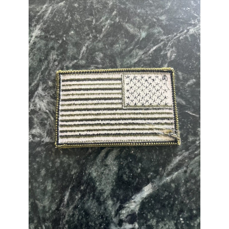 Subdued American Flag Iron On Patch 3.5” Green Trim USA