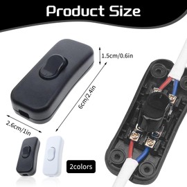 Toggle Switch 230 V, Cord Switch, Cable Switch, On/Off Switch 230 V, Power Switch, Lamp Switch Lamp, Wire Light Switch Socket, Lamp Cable Cord Switch, Switch (Black + White)