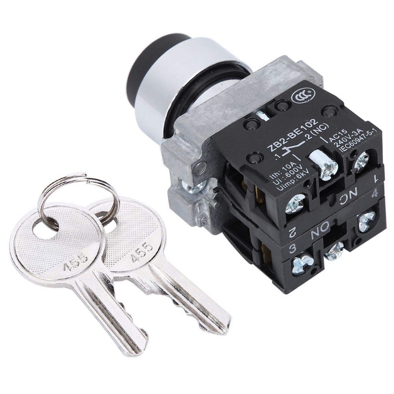2 Position Key Switch ZB2-BE101 Self-Resetting Power Locking Conversion Twist