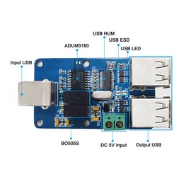 Hailege 4 Channel ADUM3160 B0505S 1500V USB to USB Voltage Disconnect Module Supports 12Mbps 1.5Mbps