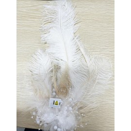 GORTIN 1920s Flapper Feather Headpiece White Light up Roaring 20s Feather Headband Art Deco Hair Accessories for Women (White, Free size)