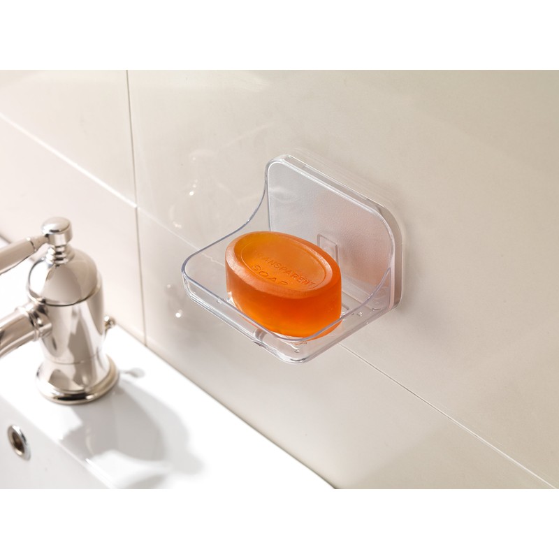 Addis 517872 Invisifix Bathroom Soap Dish holder, Translucent, 9.5 x