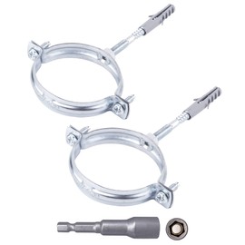 SKIR'CO Pipe Brackets for Diameter 60-64 mm Pipes, Clamps, Pipe Supports for Wall and Ceiling Mounting (Pack of 2, with Magnetic Hex Screwdriver Bit)