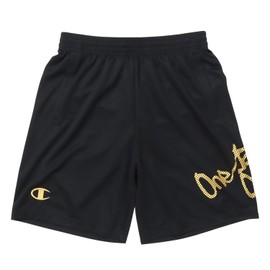 Champion C3-ZB520 Men's Basketball Shorts, Quick Drying, Graphic Print, black x gold