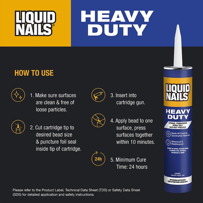 Liquid Nails Heavy Duty 10 oz. Tan Solvent-Based Construction Adhesive,12