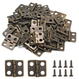 BokWin 50PCS Mini Hinge for Wooden Jewelry Box Mini Pure Copper Hinges Retro Hinges with 200 Pieces Replacement Screws for Crafts Wooden Box Jewelry Chest Cabinet DIY Accessories - 13 x 12 mm
