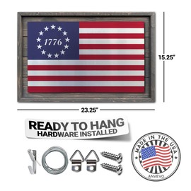 USA Made - Rustic 1776 American Flag Made of Wood and Metal - Perfect for Indoors and Outdoors