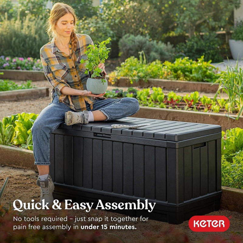 Keter Kentwood 92 Gallon Resin Deck Box-Organizati