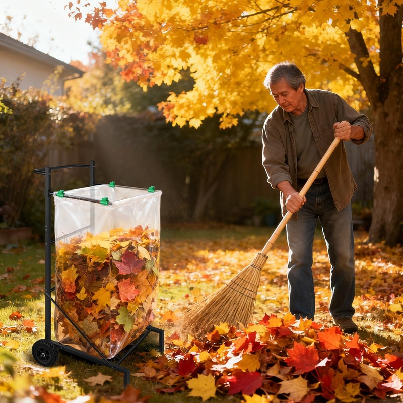 Meyoppm Metal Trash Bag Holder, 50-55 Gallon Adjustable Leaf Bag
