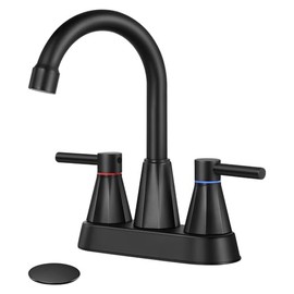 4 inches Bathroom Faucet for 2 Hole or 3 Hole,2-Handle Bathroom Sink Faucets with Pop Up Drain Matte Black