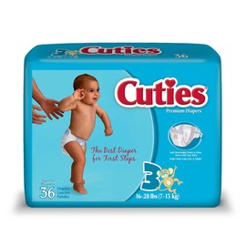 First Quality Cuties Baby Diapers - Size 3 16-28 lbs 4pks/36 (144ct)