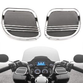 BRZOXIN Motorcycle Fairing Speaker Grills Cover for Harley Road Glide CVO FLTRXS FLTRU FLTRX (2015 2016 2017 2018 2019 2020 2021 2022 2023) (Set of 2 Chrome)