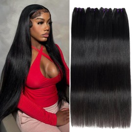 Vanlov 16A Human Hair Bundles Straight Hair 4 Bundles 16 16 18 18 Inch Brazilian Remy Hair 100% Unprocessed Natural Black Straight Bundles for Women