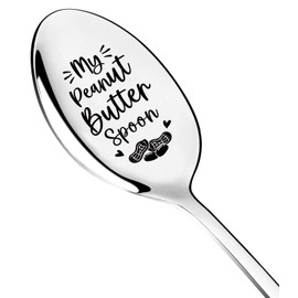 JCHCAMRY My Peanut Butter Spoon Engraved Stainless Steel Spoo,Peanut Butter Lovers Long Handle Coffee spoon for Men Girls Friends Mom Dad Kids Couple Birthdays Christmas Thanksgiving Day Gifts