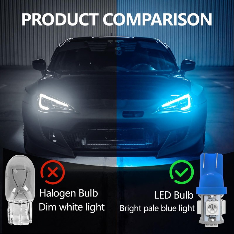 wuyaoyao 10PCS 194 LED Light Bulb, 6000K T10 168 W5W