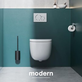 SAVEGA Design Toilet Brush Black - Elegant Toilet Brush Wall Mounted - Toilet Brush with Holder & Drip Protection - Elegant Bathroom Accessories - Easy Assembly No Drilling Required