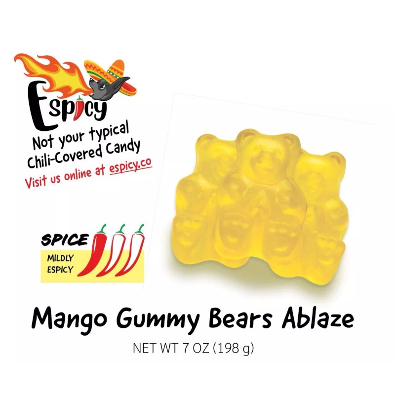 Espicy Spicy Chili Covered Mango Gummy Bears 7oz - Spicy