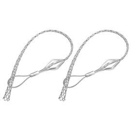 sourcing map Cable Pulling Grip for 25-35mm Cable 90cm Wire Mesh Puller Socks Grip Single Head Galvanizing Steel Wire Grips Net Cover Smooth,2 Pcs(Silver)