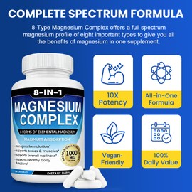Magnesium Complex for Women and Men, Magnesium Supplement 8 Elemental
