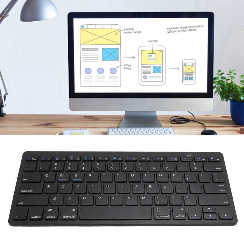 78 Keys Wireless Keyboard with Silent Buttons Ultra Slim Bluetooth