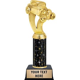 Crown Awards Hot Rod Trophy, 11" Black Midnight Hot Rod Trophy, Free Engraving Prime