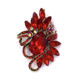 COLORFUL BLING Rhinestone Brooch Pin Red Leaf Brooch Pin Blue Vintage Brooch Pin Jewelry Accessory Gifts Decoration
