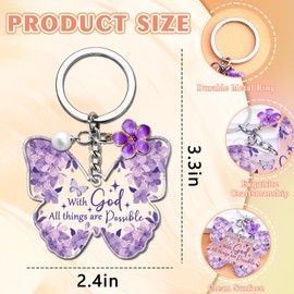 Purple Keychain Butterfly Keychains for Women Jesus Keychain Bible Verse Keychains Christian Key Chains for Woman Purple Gifts for Women Religious Faith Based Gifts for Her Birthday Christmas Gift