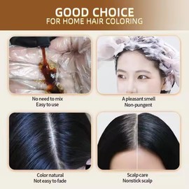 Champú de coloración instantánea, cobertura de canas, tinte natural, champú 3 en 1 (500ml, Marrón)
