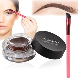 Lápiz de Cejas, Gel para Cejas 4D Hair Stroke Brow Stamp Brush Set Pincel para Cejas con Crema para Cejas Multifunción Pincel Realista Ultrafino Angular para Cejas Kit de Maquillaje (Marron Oscuro)
