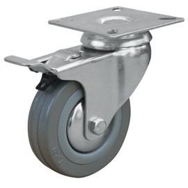 POWERTEC 17023 3-Inch Swivel Double Lock Rubber Plate Caster, Gray