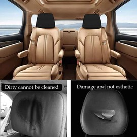 Imeisuit Car Seat Headrest Cover Soft Washable Dirt-proof Car Head Rest Protector Covering Universal Fit for Most Cars Vans Trucks (Black-4pcs)