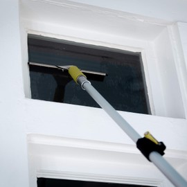 DOCAZOO Telescopic Pole for Cleaning - Window Cleaning Kit, Ceiling Cleaning, Feather Duster, Snow Removal, Window Squeegee, High Reach Indoor & Outdoor Kit - (10" 12" 14" Squeegee Blades)