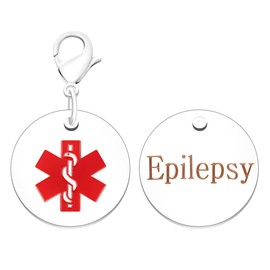 Oneress Epilepsy Alert Medical ID Keychain, White Stainless Steel Dog Tag with Engraving, Waterproof Emergency Safety Pendant for Women YA4679 White-EPILEPSY