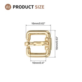 SUIKIHUM 4 Pack Roller Belt Buckle, 0.6 Inch Single Prong Belt Buckle, Roller Pin Buckle Zinc Alloy for Belt Bag Keychain, Gold
