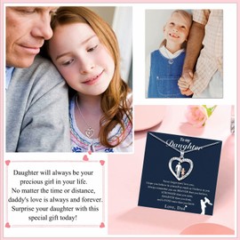 PINKDODO Daughter Necklace, Father to Daughter Gifts from Dad, Birthday Christmas Valentines Day Gifts for Girls Daughter from Dad Daddy