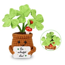 WenmthG Small Lucky Charm Knitted Four Leaf Clover Encouragement Gifts, Thank You Gifts, Positive Potato, German Replacement
